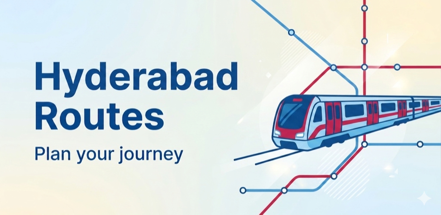 Hyderabad Metro Routes — banner with network lines and branding